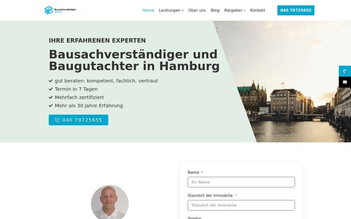 Screenshot of bausachverstaendigerhamburg.de