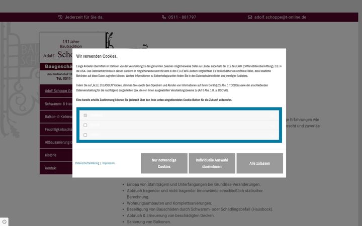 Screenshot of bausanierung-schoppe.de