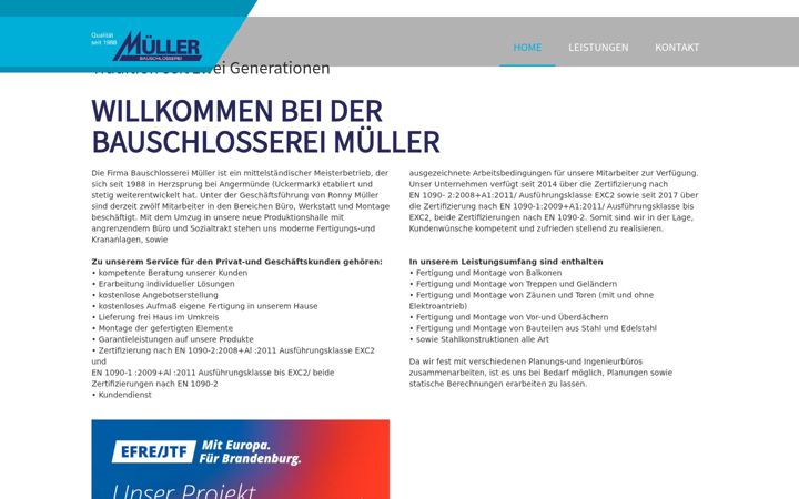 Screenshot of bauschlosserei-mueller.com