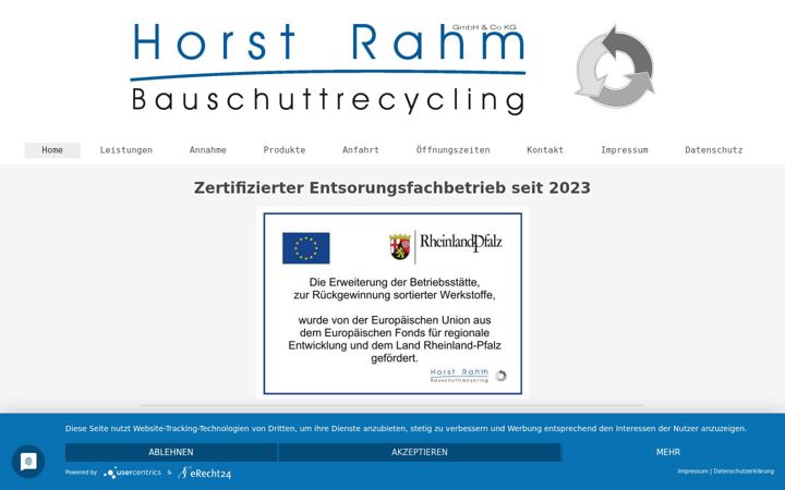 Screenshot of bauschuttrecycling.info