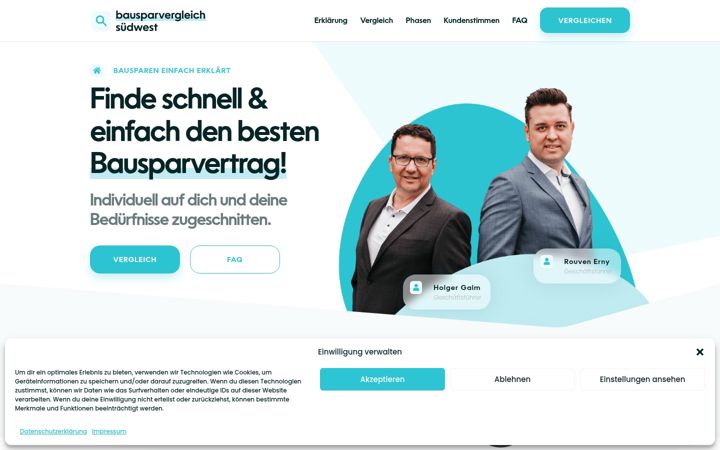 Screenshot of bausparvergleich-suedwest.de