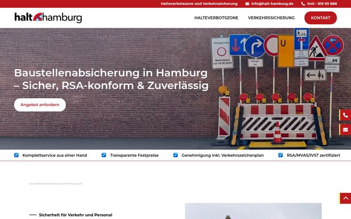 Screenshot of baustellenabsicherung-hamburg.de