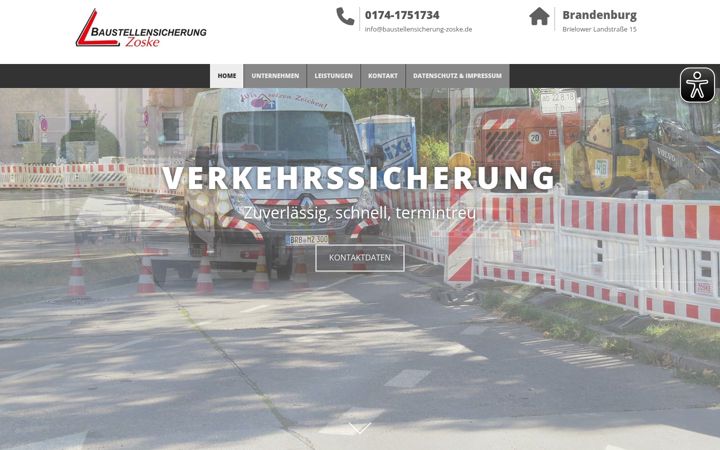 Screenshot of baustellensicherung-zoske.de