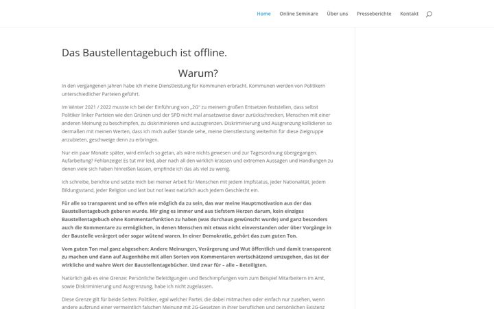 Screenshot of baustellentagebuch.de