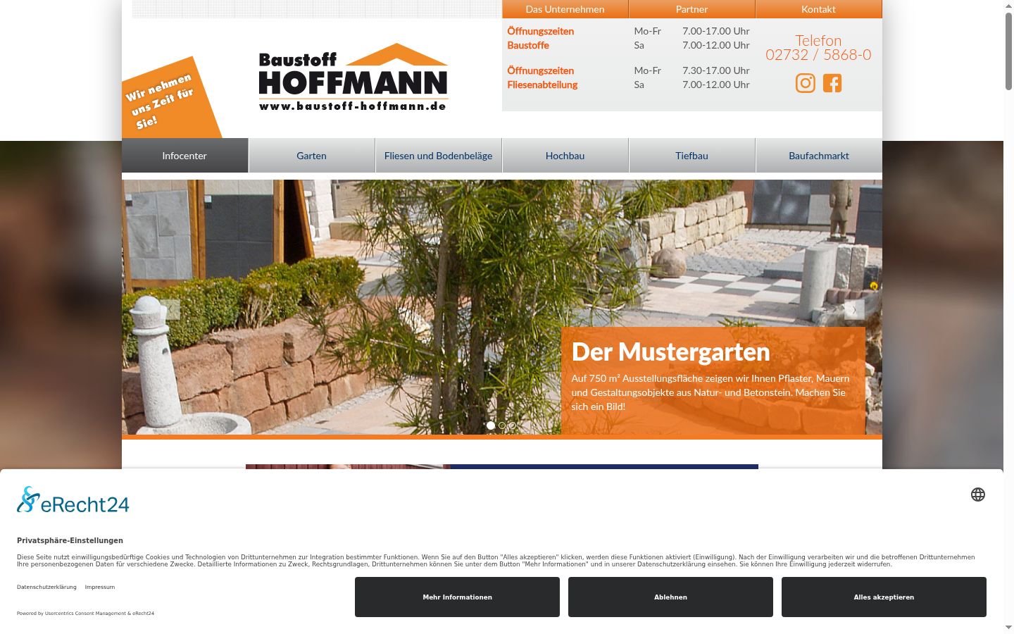 Screenshot des Einwilligungsbanners vor jeglicher Interaktion