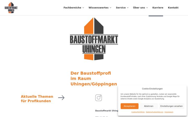 Screenshot of baustoffmarkt-uhingen.de