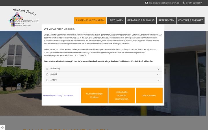 Screenshot of bautenschutz-martin.de