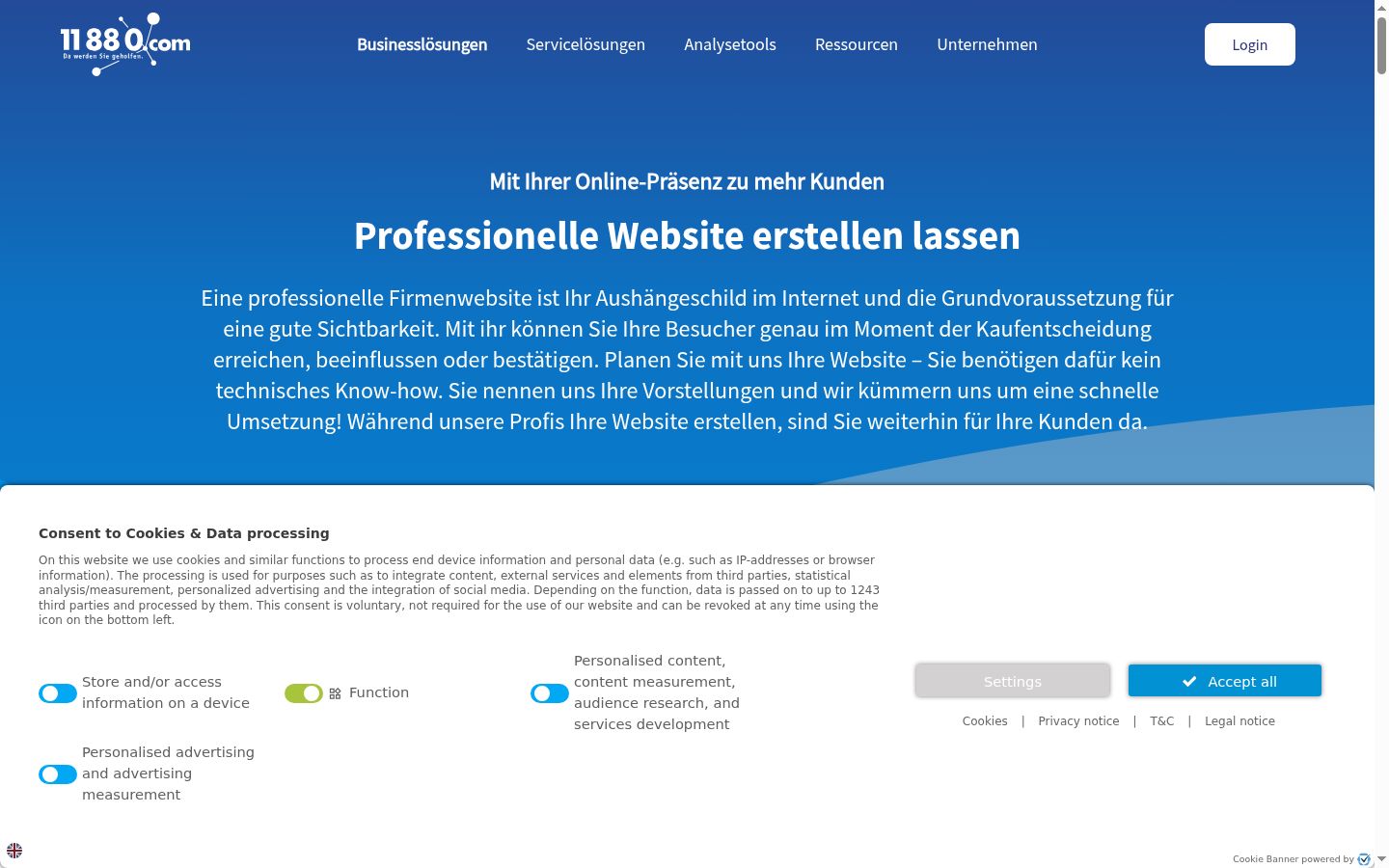 Sutikimo reklamjuostės, rodytos prieš bet kokią sąveiką, ekrano kopija