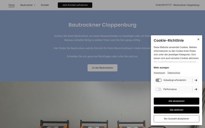 Screenshot of bautrockner-cloppenburg.de