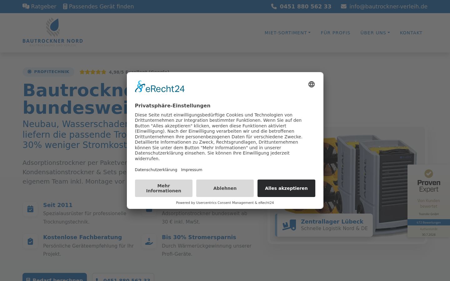 Screenshot del banner di consenso mostrato prima di qualsiasi interazione