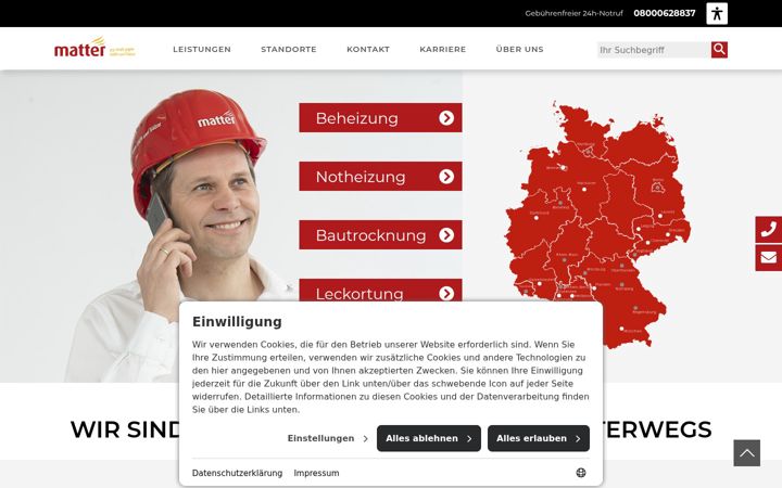 Captură de ecran a bautrocknung-matter.de