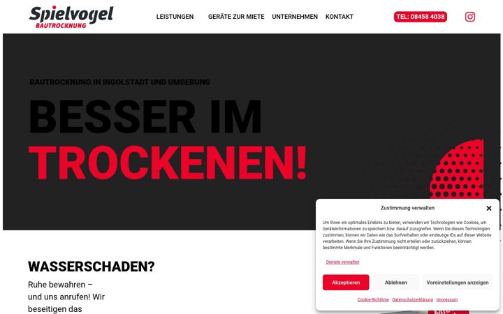 Screenshot of bautrocknung-spielvogel.de