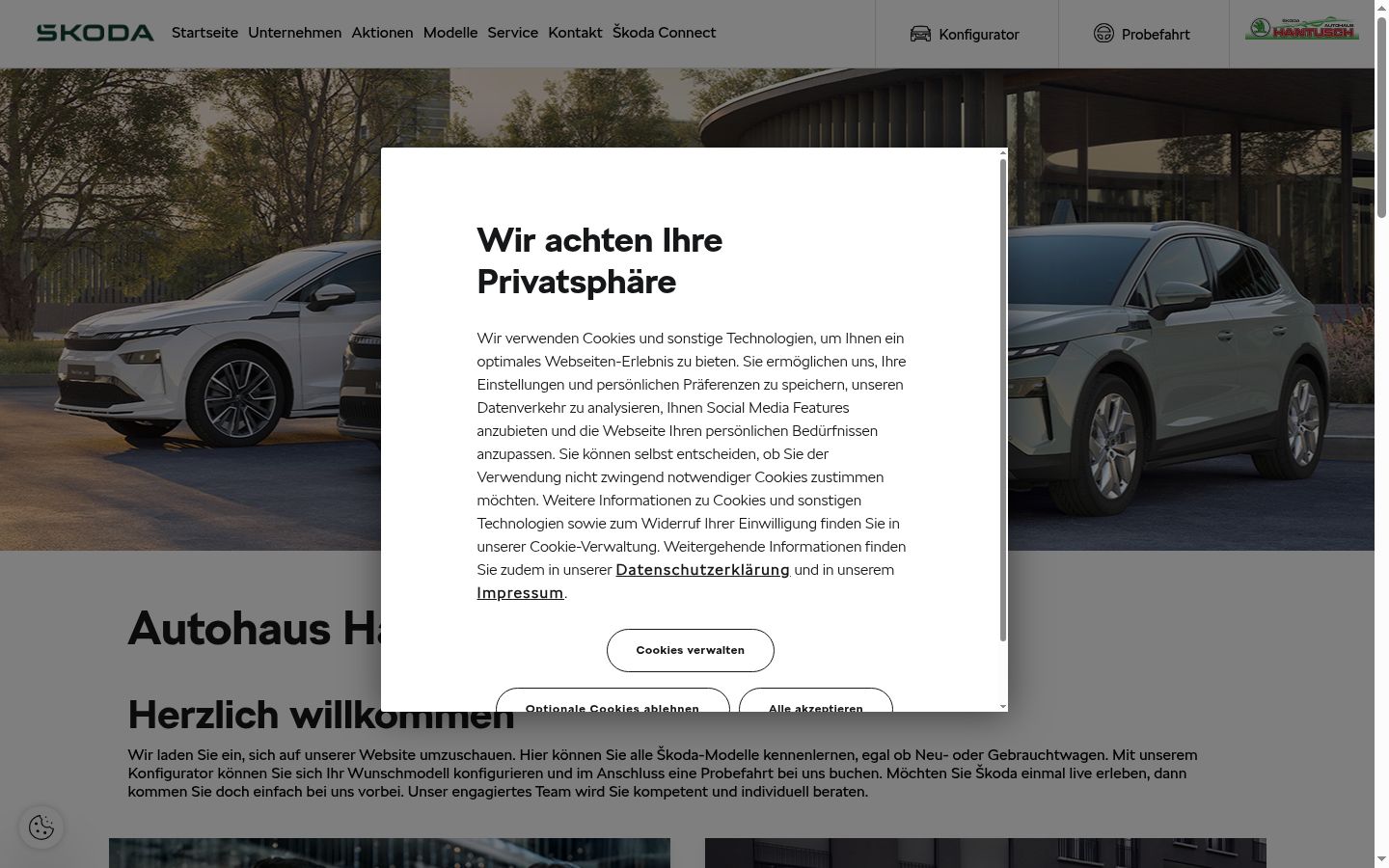 Screenshot del banner di consenso mostrato prima di qualsiasi interazione