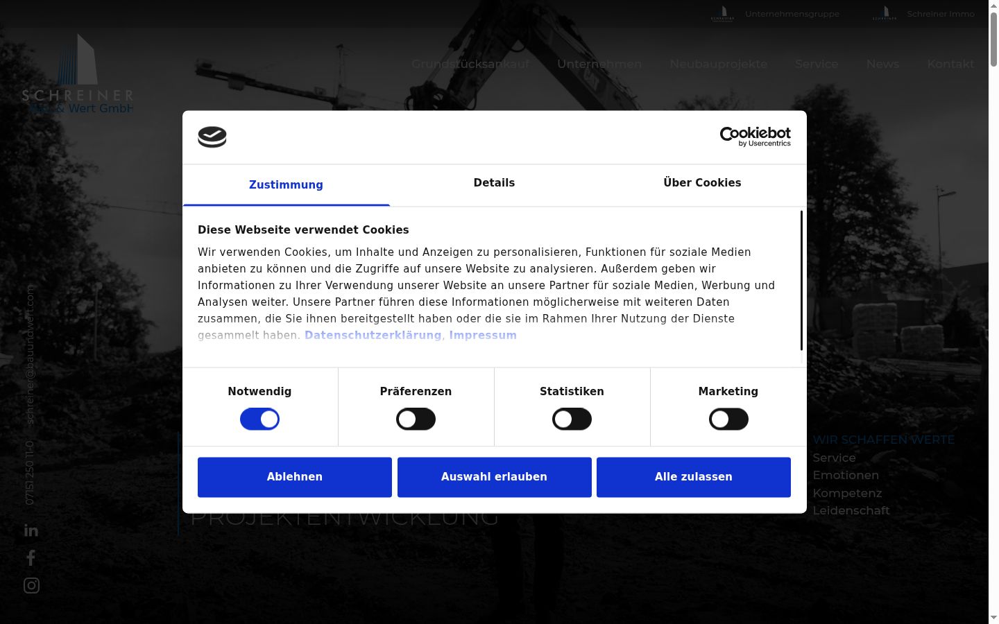Screenshot del banner di consenso mostrato prima di qualsiasi interazione