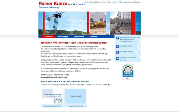 Ekrānuzņēmums no bauunternehmen-kunze.de