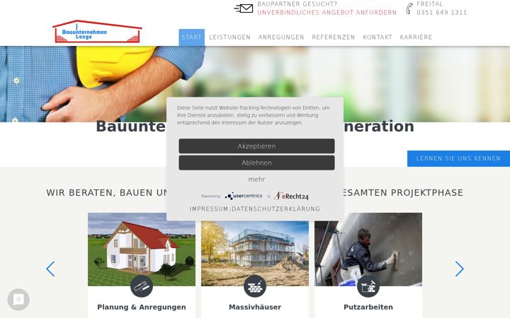 Screenshot of bauunternehmen-lange.de