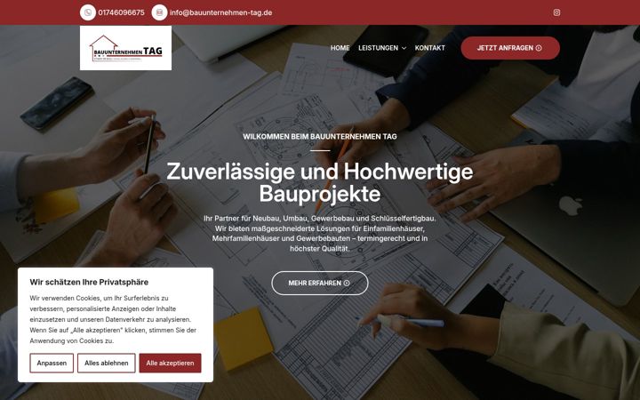Screenshot of bauunternehmen-tag.de