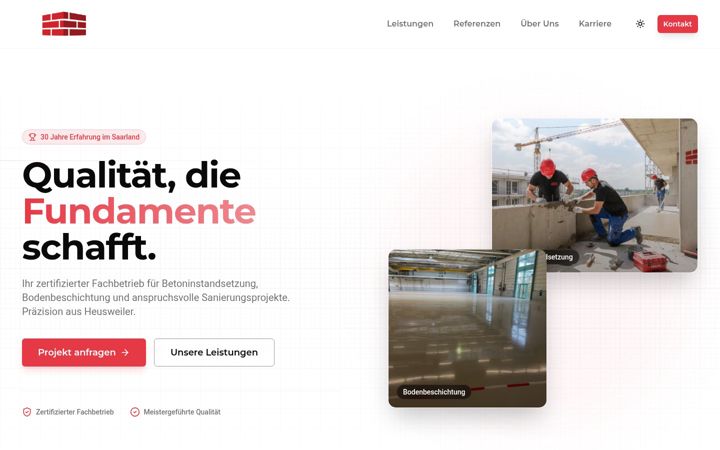 Captură de ecran a bauunternehmen.saarland