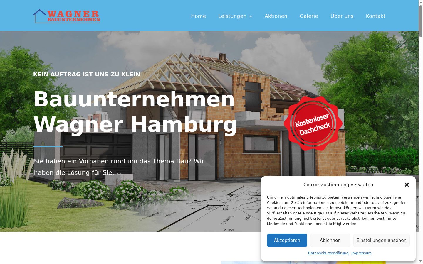 Screenshot des Einwilligungsbanners vor jeglicher Interaktion