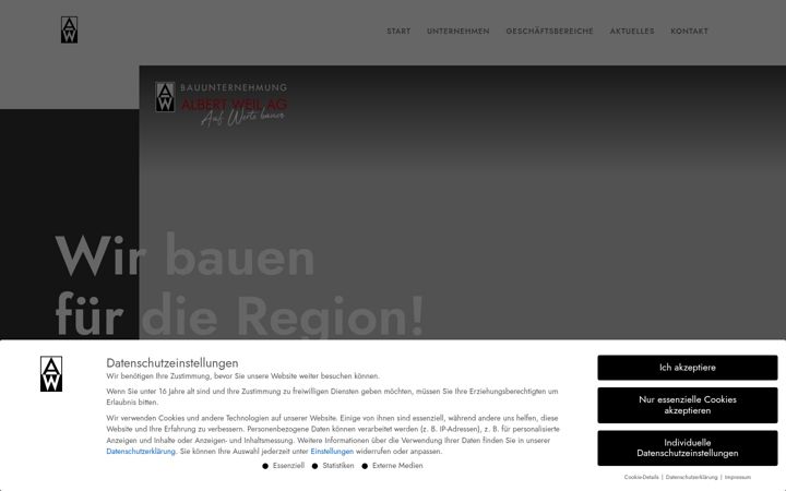 Screenshot of bauunternehmung-albertweil.de