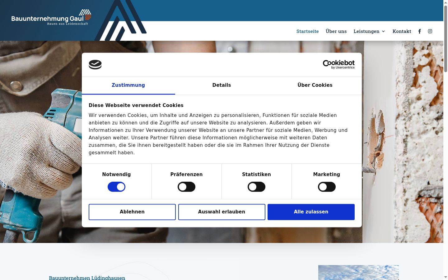 Screenshot of the consent banner shown before any interaction