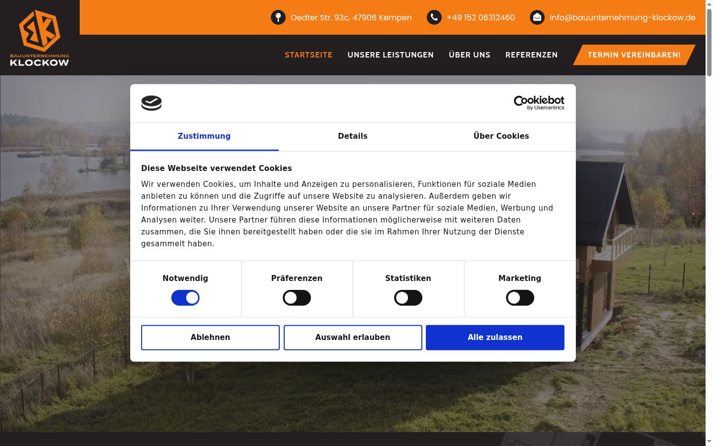 Snímek obrazovky baneru souhlasu zobrazeného před jakoukoli interakcí