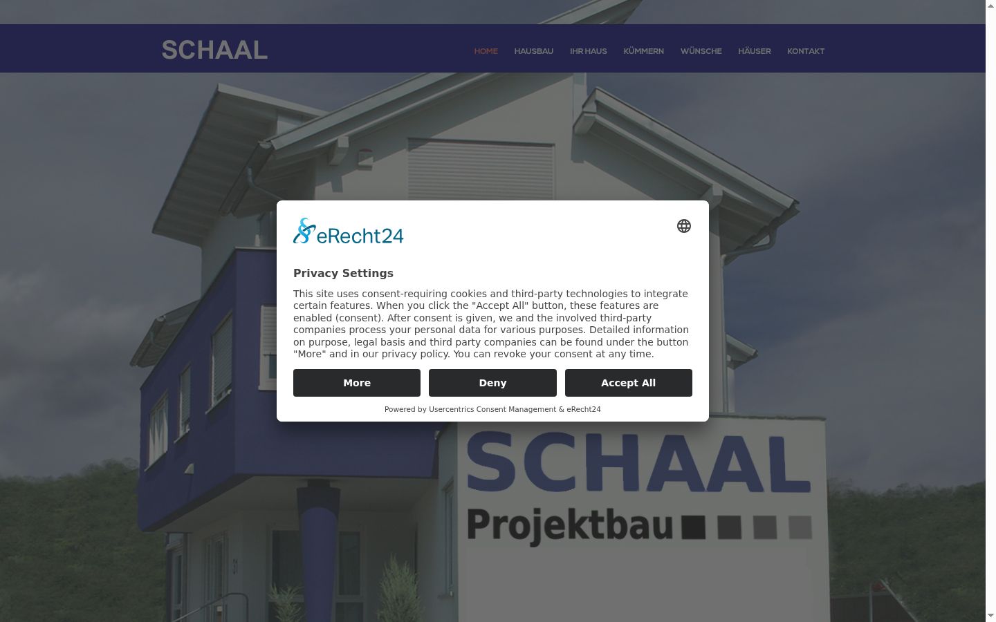 Screenshot des Einwilligungsbanners vor jeglicher Interaktion