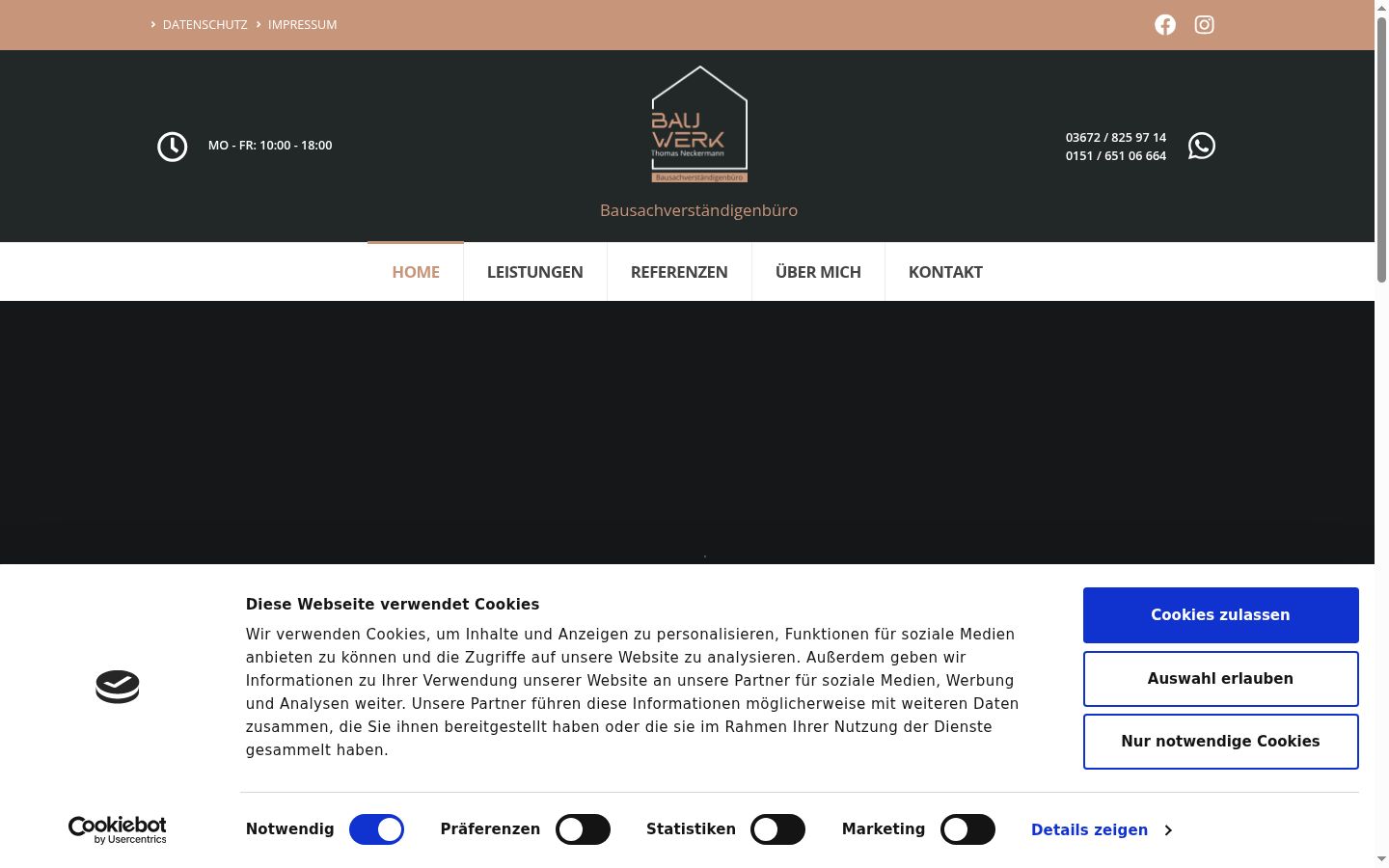 Captura de pantalla del banner de consentimiento mostrado antes de cualquier interacción