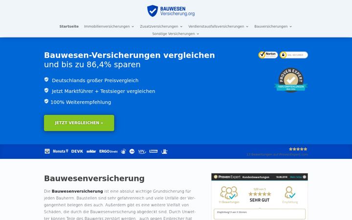 Screenshot of bauwesenversicherung.org