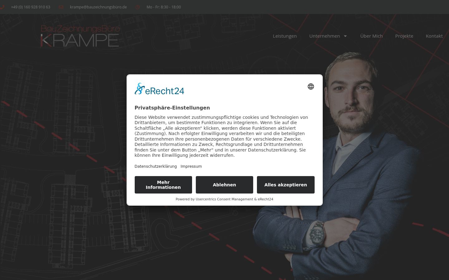 Screenshot of the consent banner shown before any interaction