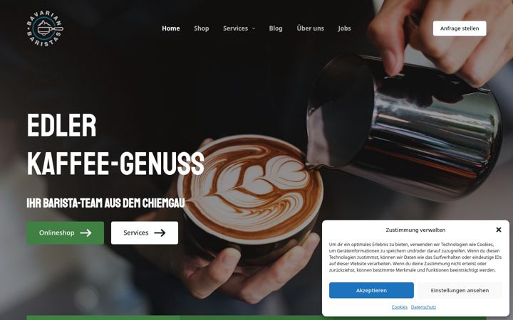 Екранна снимка на bavarian-baristas.de