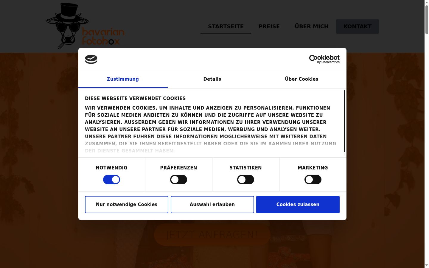 Screenshot of the consent banner shown before any interaction