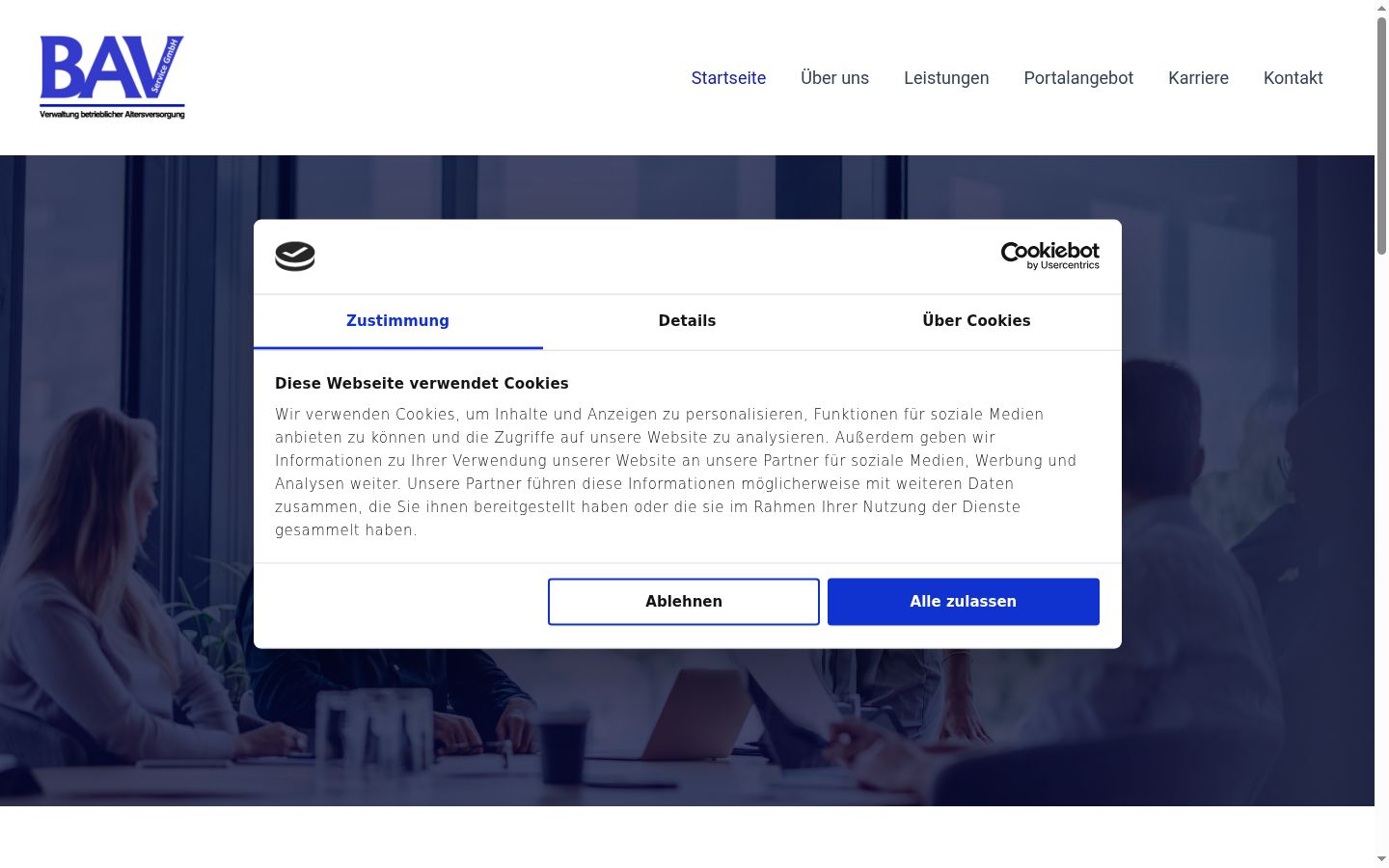 Captura de ecrã do banner de consentimento apresentado antes de qualquer interação