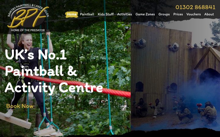 Captură de ecran a bawtrypaintballfields.co.uk