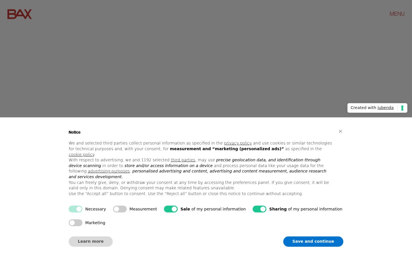 Screenshot des Einwilligungsbanners vor jeglicher Interaktion