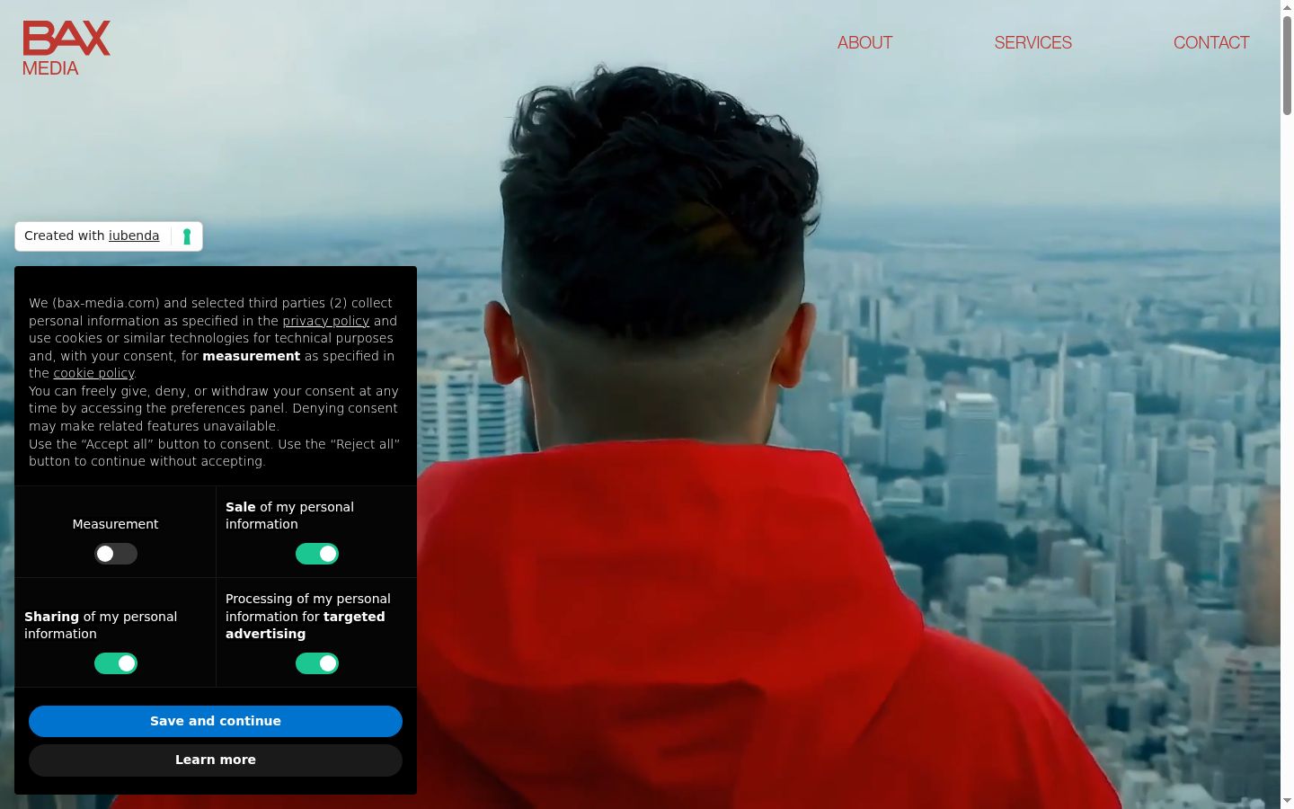 Screenshot del banner di consenso mostrato prima di qualsiasi interazione