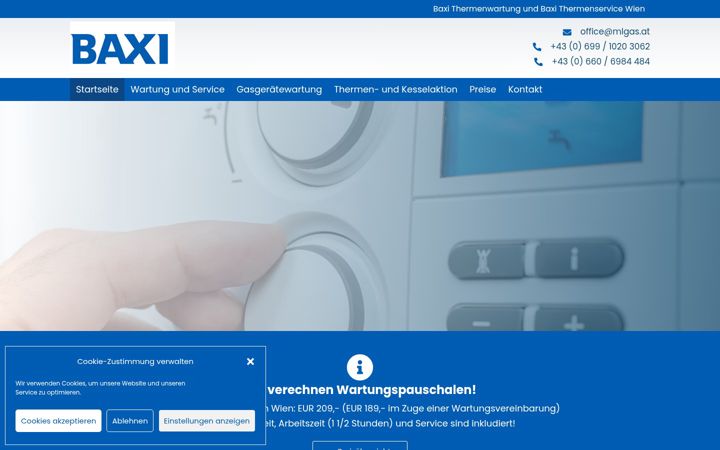 Screenshot of baxi-kundendienst.wien
