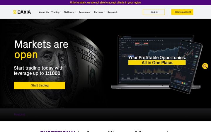 Screenshot of baxiamarkets.com