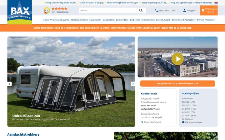 Skjermbilde av baxrecreatieshop.nl