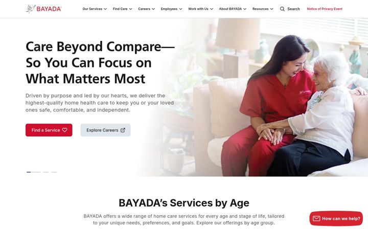 Screenshot of bayada.com