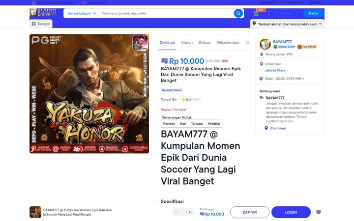 Screenshot of bayam777.com
