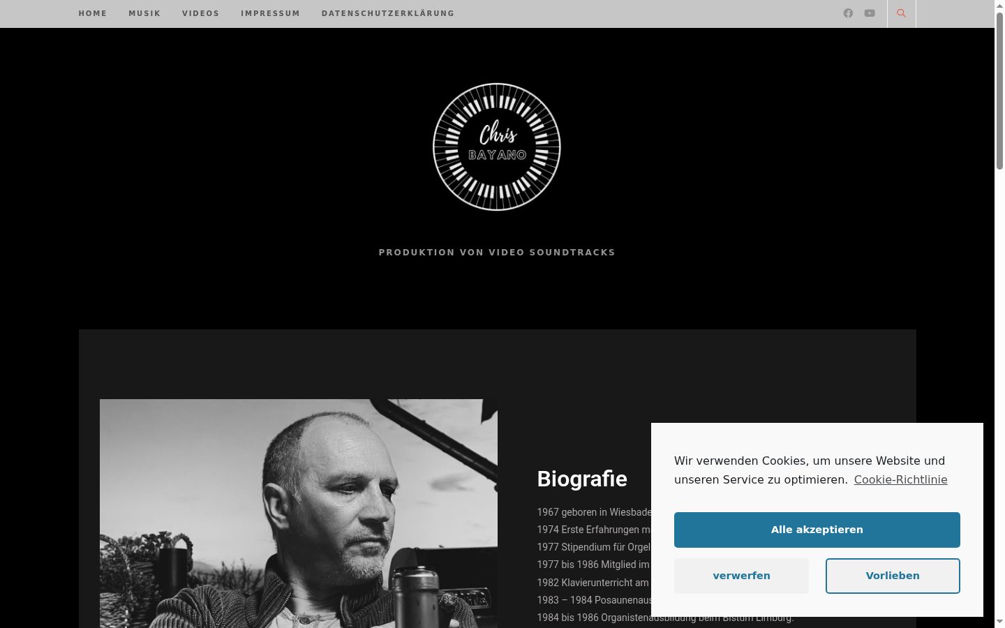 Screenshot des Einwilligungsbanners vor jeglicher Interaktion