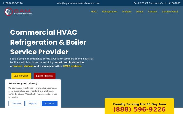 Screenshot of bayareamechanicalservice.com