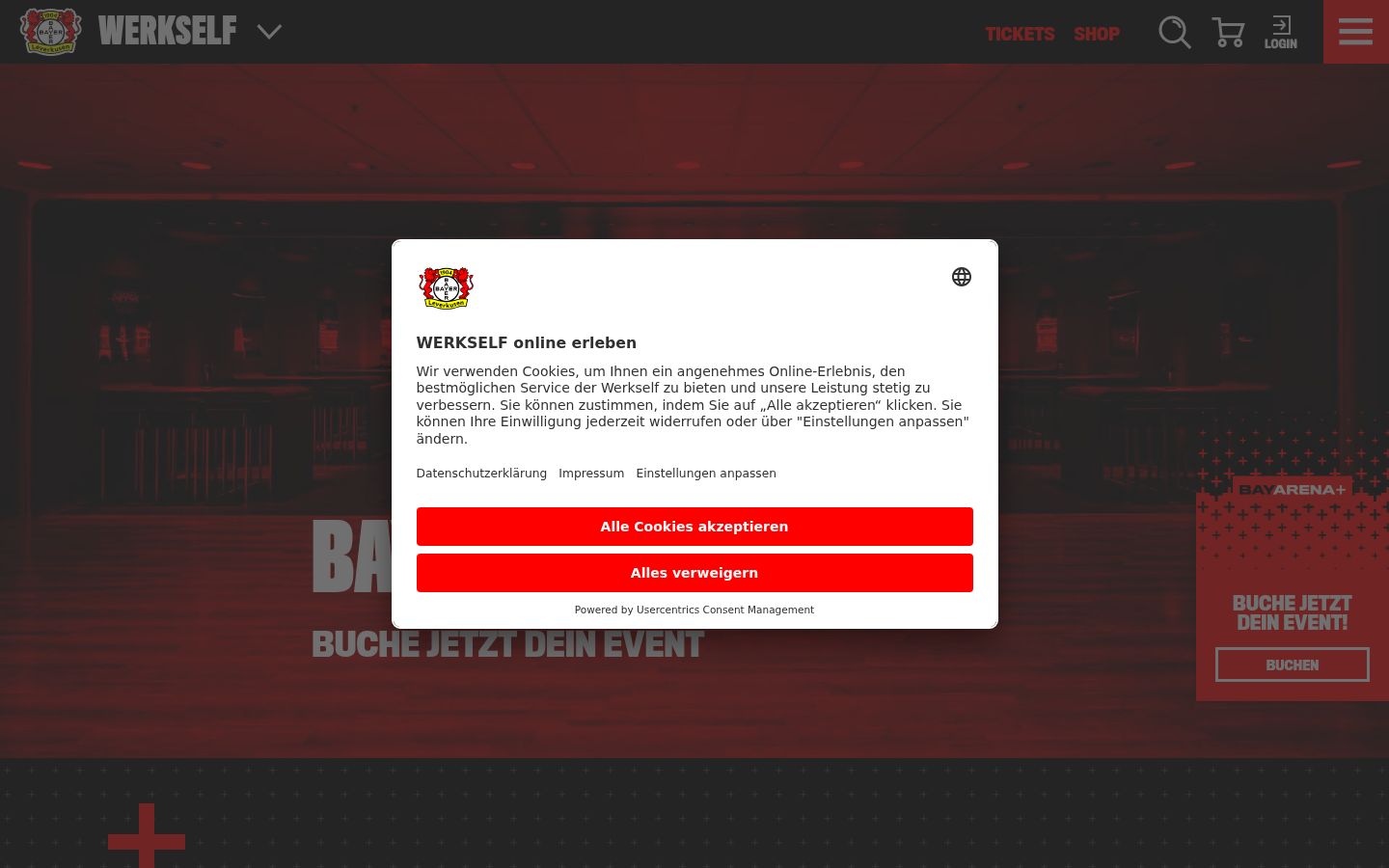 Captura de ecrã do banner de consentimento apresentado antes de qualquer interação