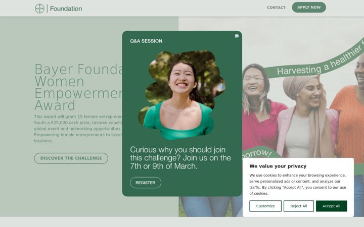 Screenshot of bayer-foundation-wea.com
