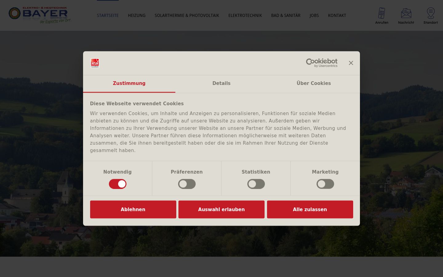 Captura de ecrã do banner de consentimento apresentado antes de qualquer interação