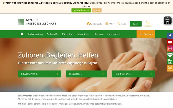 Screenshot of bayerische-krebsgesellschaft.de