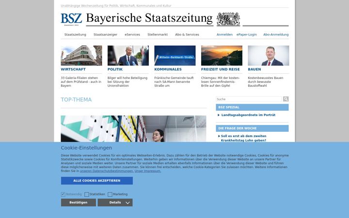 Screenshot of bayerische-staatszeitung.de