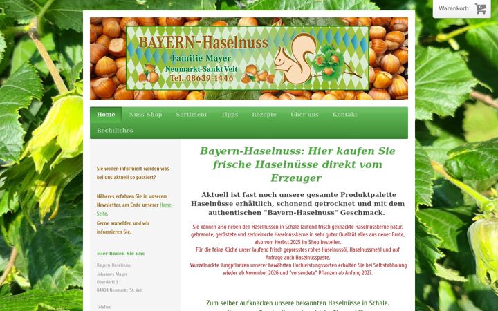 Screenshot of bayern-haselnuss.de