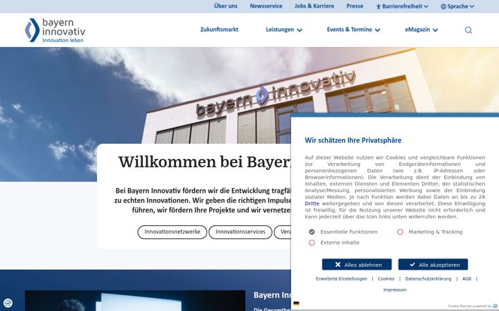 Screenshot of bayern-innovativ.de